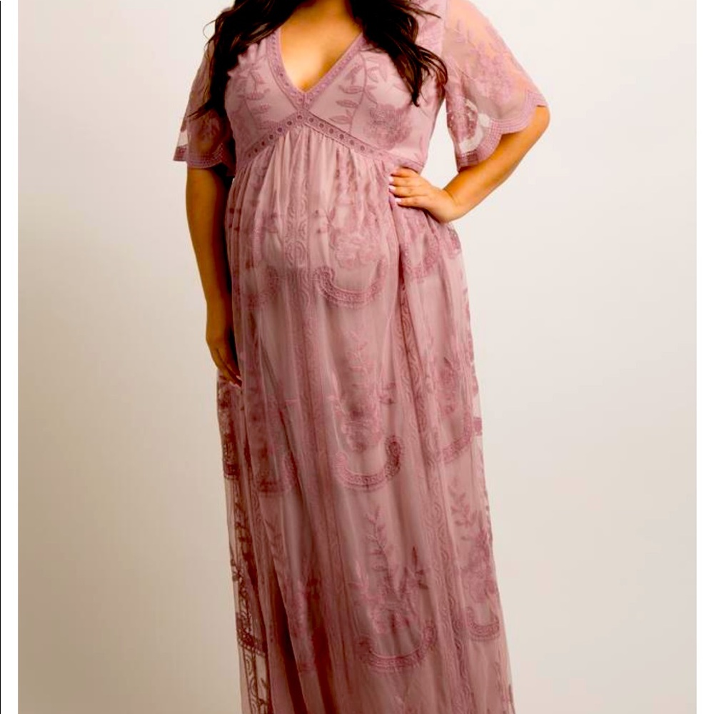 Pinkblush Lace Maternity Plus Maxi Dress 2x